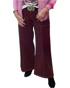 Skies Are Blue Twill Wide Leg Pant - Purple