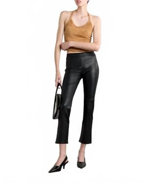 Stouls Jp Twenty Cropped Leather Flared Pants - Black