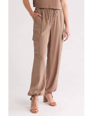 Blu Pepper High Waist Drawstring Cargo Pants - Brown