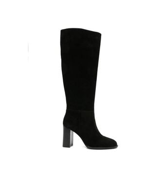 ADRIANNA FERETTI Block Heel Suede Boots - Black