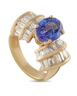 LB Exclusive 14K 2.20Ct Diamond And Tanzanite Cocktail Ring Mf12-062626 - Blue