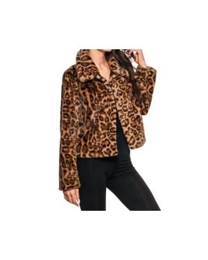 Adore Cropped Faux Fur Leopard Jacket - Black