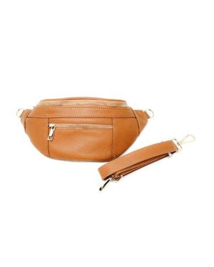 German Fuentes Genuine Italian Leather Belt Bag - Brown
