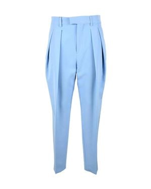 Berwich Tailored Light Pants With Pleated Front And Precision Fit - Blue