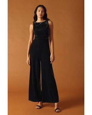 TRUEDAMES Final Touches Velvet Jumpsuit - Blue