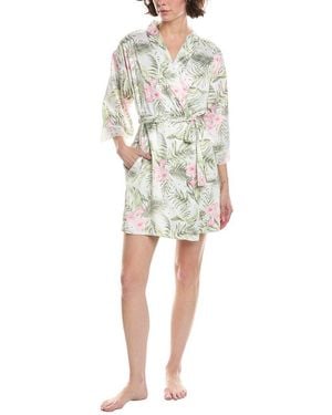 Flora Nikrooz 2Pc Printed Matte Charmeuse, Wrap & Cami Set - Natural