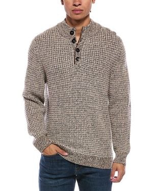 N.Peal Cashmere N. Peal Beauchamp Marl Half Button 100% Cashmere Mock Neck Sweater - Gray