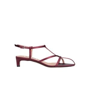 Jil Sander Burgundy Cage Fabric Rhinestone Strap Sandals - White
