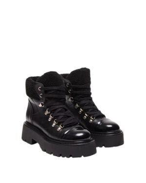Steve Madden Reyen Boots Faux Leather Round Toe Platform Lion280 - Black
