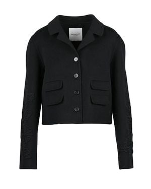ERMANNO FIRENZE Wool-Blend Button Short Jacket - Black
