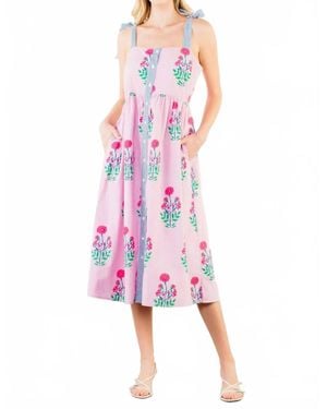 Thml Tie Floral Midi Dress - Pink