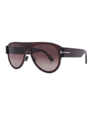 Tom Ford Aviator Full Rim, With A Shiny Frame And Smoke Mirror Lens - Brown