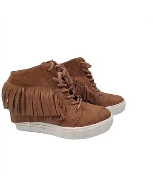 Not Rated Nick Fringe Sneaker Wedge - Brown