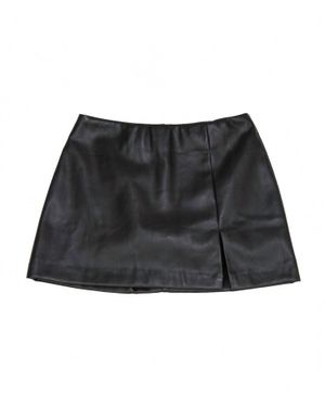 8apart Junior Paula Vegan Leather Skirt With Slit - Black