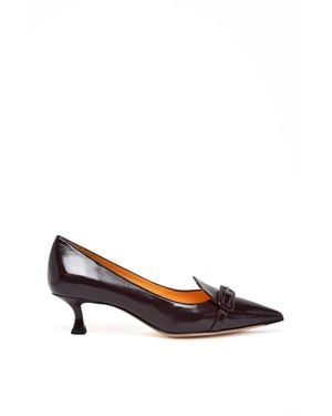 Mara Bini Chocolate Leather Pumps - Gray