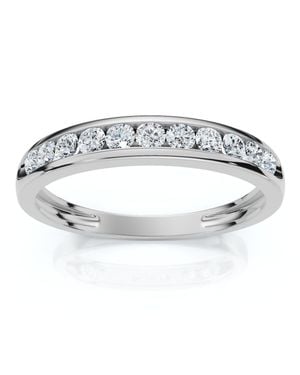 Pompeii3 1/4Ct Diamond 10K Wedding Anniversary Guard Ring Size Selectable - Metallic