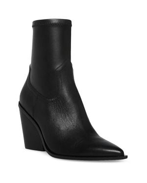 Steve Madden Thorn Leather Ankle Cowboy, Western Boots - Black