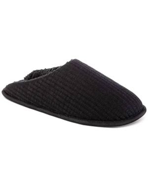 Isotoner Fine Guage Rib Knit Scuff Slippers - Black