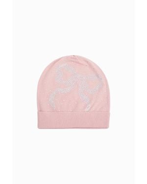 LoveShackFancy Yzabelle Rhinestone Bow Beanie - Pink