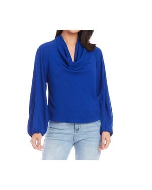 Karen Kane Cowl Neck Top - Blue