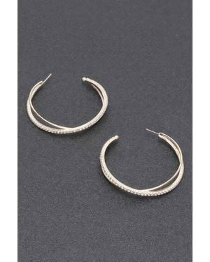 Fashnzfab Rhinestone Hoop Earring - Gray