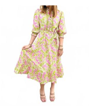 Uncle Frank Jasmine Floral Midi Dress - Yellow