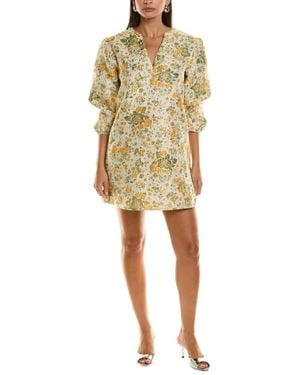 Flora Bea Autumn Day Floral Mini Dress - Yellow
