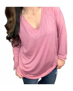Shirley Stone Solid V-Neck Top - Pink
