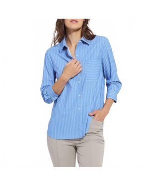 Lyssé Cropped Schiffer 3/4 Sleeve Top - Blue