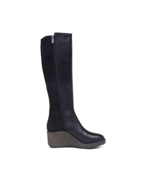 Aetrex Rose Knee High Cork Wedge Boot - Black