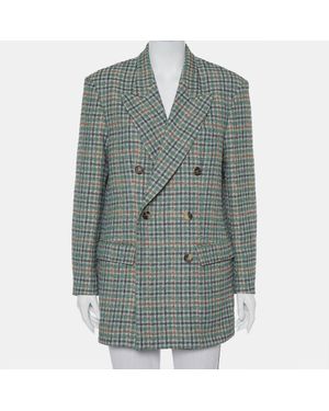 Isabel Marant Prince Of Wales Checkered Cotton Double Breasted Telis Blazer - Green