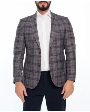 VELLAPAIS Maison Regular Fit Plaid Sport Coat - Blue