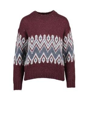 Eleventy Alpaca-Blend Lamé Crewneck Sweater - Purple
