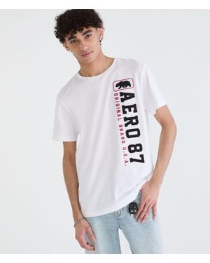 Aéropostale Vertical 87 Bear Appliqué Graphic Tee - White
