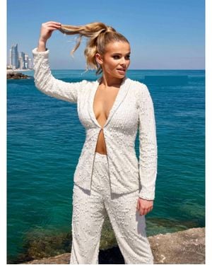 Primavera Two-Piece Beaded Pantsuit - Blue