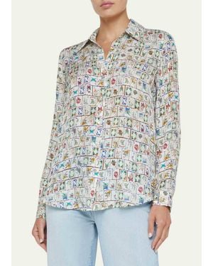 L'Agence Nina Button-Front Silk Blouse - White