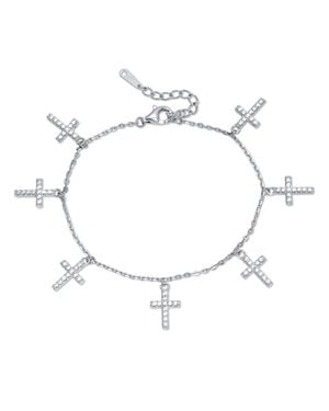 Palmbeach Jewelry 5.39 Tcw Cubic Zirconia Cross Charm Sterling Bracelet - Metallic