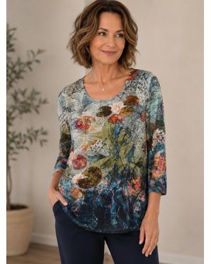 Inoa Hi-Low Crew Neck Pullover Top - Multicolor