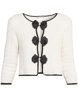 Alice + Olivia Alice + Olivia Akira Bow Knit Cardigan, Soft - White