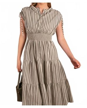 Before You Collection Smocked Midi Dress - Gray