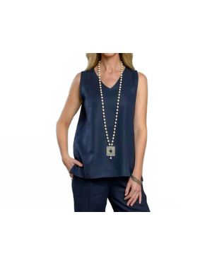 Crown Linen Lucy Tank Top - Blue