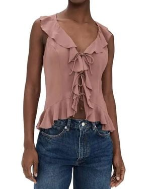 Reformation Paulette Ruffle Tie Front Tank - Blue