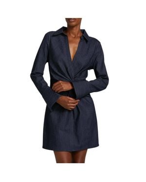 Cinq À Sept Mckenna Twist-Front Denim Mini Dress - Blue