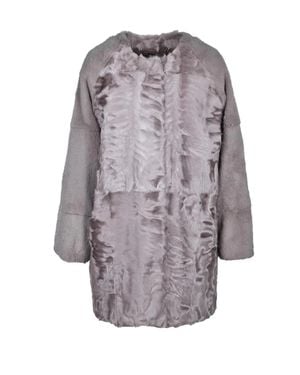 Manzoni 24 Leather Coat - Gray