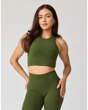 AVA Active Hera High Neck Crop Tank - Green