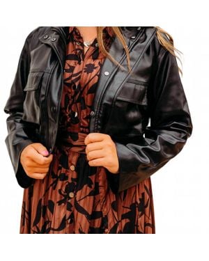 Elan Edgy Faux Leather Jacket - Black