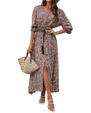 Orniya Midi Dress - Brown