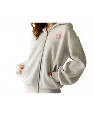The Happy Camp3r Love Plaid Zip-Up Hoodie - Gray