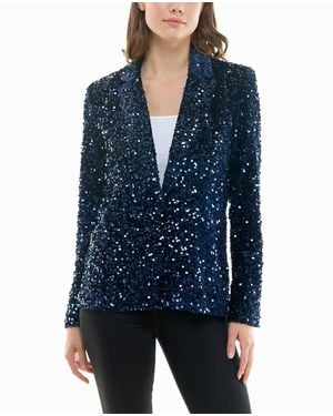 Nicole Miller Dani Velvet Sequin Jacket - Blue