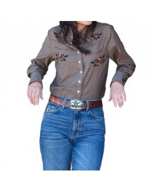 SCHAEFER OUTFITTER Embroidered Snap Shirt - Blue